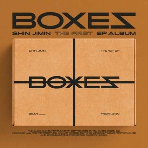 Shin Jimin: Boxes (1st EP) - Package Outbox, Photo Book, Lyrics Paper, Plastic Bag, Folded Poster, Illust Sticker, Guitar Pick, Photocard - CD