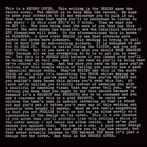 XTC: GO2 - 200gm Vinyl / RECORD